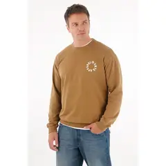 TENNIS - Buzo cerrado con estampado café para hombre