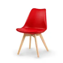 INNOVA - Silla Eames Comedor Roja con Patas de Madera Moderna y Cómoda