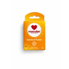 GENERICO - Masculan Puntos y Estrías Caja x 3 Condones