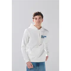 KOAJ - Buzo crema claro con capota y texto college minimalista Hombre