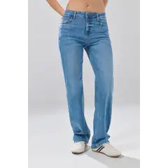 KOAJ - Jean bota recta infaltables straight leg azul con tiro Mujer