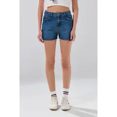 KOAJ - Short de jean infaltables azul oscuro con 5 bolsillos Mujer