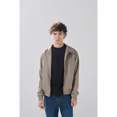 KOAJ - Chaqueta café en gamuza cazadora bomber con cuello alto Hombre