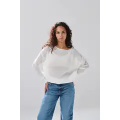 KOAJ - Suéter cuello bandeja crema claro con finas texturas Mujer
