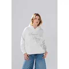KOAJ - Buzo oversize crema claro con capota y diseño celestial Mujer