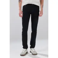 KOAJ - Jean negro skinny infaltables con tiro bajo y bolsillos Hombre