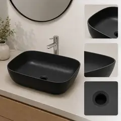 GENERICO - Lavamanos Coal Negro Mate Vessel Alto Para Baño Moderno Tames