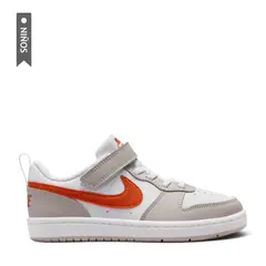 NIKE - Tenis Court Borough Low Ess Bpv Niño-Blanco/Naranja