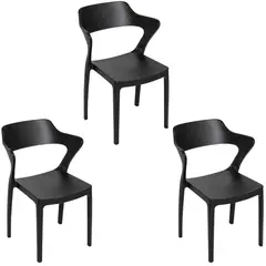 GENERICO - Set X3 Sillas Aura De Comedor Moderna Plástica Apilable Ergonómica Resistente 48x47x78 cm