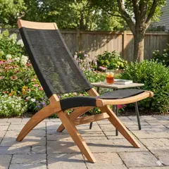 RTA DESIGN - Silla Plegable de Madera para Exterior Lomy, Negro, sin Brazos