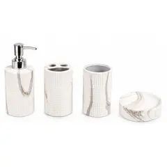 SHEN HUANG - Set de Baño en Cerámica 4 Piezas Efecto Mármol