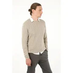 TENNIS - Buzo gris cuello redondo tejido para hombre