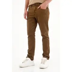 TENNIS - Pantalón Recto cinco bolsillos café para hombre