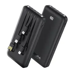 1HORA - Power Bank con 4 Cables Integrados y Pantalla Digital para iPhone y Android Power Bank