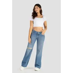 TRUCCOS JEANS - Jean Wide Leg Tiro Alto Mujer Denim Chic Marca Trucco´s