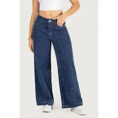 TRUCCOS JEANS - Jean Wide Leg Cintura Alta Denim Premium Azul oscuro Marca Trucco´s