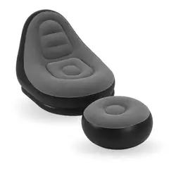 INNOVA - Sillón Inflable Puff Con Reposapiés Portátil Gris