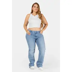 TRUCCOS JEANS - Jean Wide Leg Azul Claro Marca Trucco´s Plus Size
