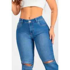 TRUCCOS JEANS - Jean Bota Recta con Rotos en Rodillas Marca Truccos
