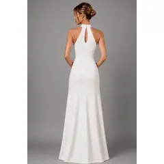 NEGRELI - Vestido Largo Elegante Cuello Halters Con Abertura Lateral
