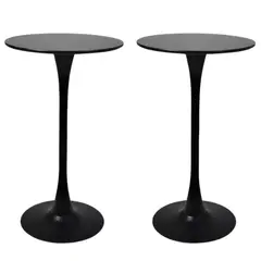 GENERICO - Set X2 Mesas Alta Redonda 60 cm MDF y Metal Para Cocina, Bar y Comedor Diseño Moderno