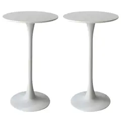 GENERICO - Set X2 Mesas Alta Redonda 60 cm MDF y Metal Para Cocina, Bar y Comedor Diseño Moderno