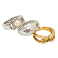 GENERICO - Set x3 Anillos Abstractos Trio Chic Diseño Multicolor y Moderno