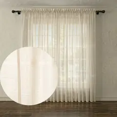 GENERICO - Pack x2 Cortinas en Velo Muselina 400cm de Ancho X 240cm Alto Beige rayado Entero