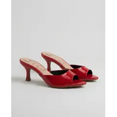 EVEGONZ - COMBO SANDALIA TACON Y BOLSO DE MANO DE MUJER EN CHAROL ROJO BRENDA