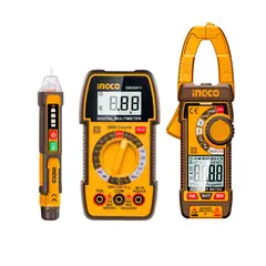 INGCO - Kit Electricista Pinza amperimétrica, Multímetro digital, Detector de voltaje Dm3069