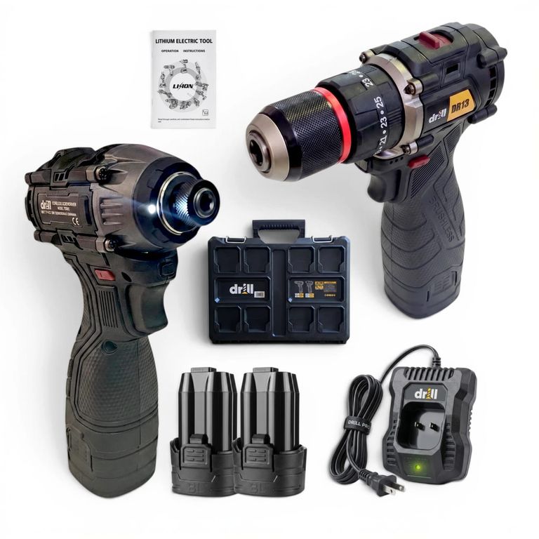 Combo Taladro + Atornillador De Impacto Drill Brushless 2 Baterías 48V