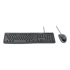 LOGITECH - Combo de Teclado y Mouse MK200 Media SP USB con Accesos Multimedia y Funcionamiento