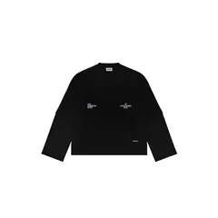 UTOPICO - CAMISETA DOBLE MANGA NEGRO - BOXYFIT