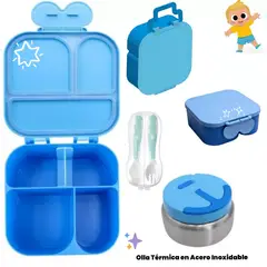 CLEAN - Lonchera Infantil x 4 Compartimiento Hermetica + Olla Acero Inoxidable
