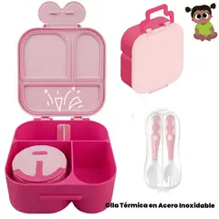 CLEAN - Lonchera Infantil x 4 Compartimiento Hermetica + Olla Acero Inoxidable