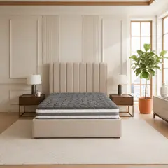KAIU HOME - Combo Semidoble Roma Beige 120X190 Colchón + Cabecero + Base Cama + 2 Almohadas