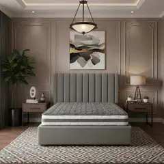 KAIU HOME - Combo Doble Roma Gris 140X190 Colchón + Cabecero + Base Cama + 2 Almohadas
