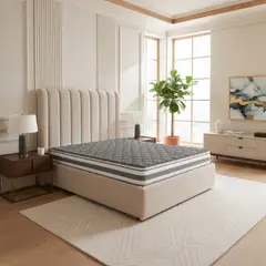 KAIU HOME - Combo Queen Roma Beige 160X190 Colchón + Cabecero + Base Cama + 2 Almohadas