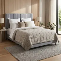 KAIU HOME - Combo Zoe Gris Sencillo 100X190 Cm Colchon + Base Cama + Cabecero