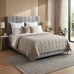 KAIU HOME - Combo Zoe Gris King 200x200 Cm Colchon + Base Cama + Cabecero