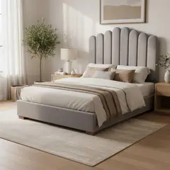 KAIU HOME - Combo King Cabecero Olimpo Gris + Base Cama 200x200 Tela Suave