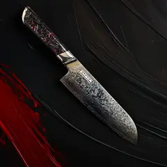 EMBER - Cuchillo Santoku Esparta - Acero S35VN Damasco