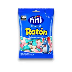 FINI - Dulces Gomas Ratón Lisos Surtidos X80g