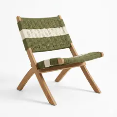 RTA DESIGN - Silla Plegable de Madera para Exterior Katy, Verde Olivo y Blanco, Ideal para Dias de Sol