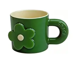 POLASUP - Mug Taza De Cerámica Con Diseño Floral En Relieve 760 Ml Color Verde