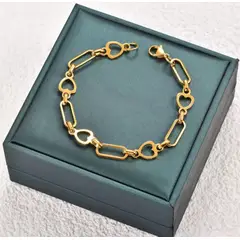 STAINLESS STEEL - Pulsera De Corazon Eslabones Grande Para Mujer En Acero Inoxidable + Caja