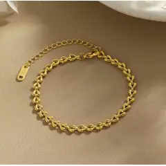 STAINLESS STEEL - Pulsera De Corazon Eslabones Pequeño Para Mujer En Acero Inoxidable + Caja