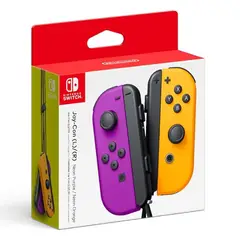 NINTENDO SWITCH - Controles Joy Con Purpura y Naranja Neon