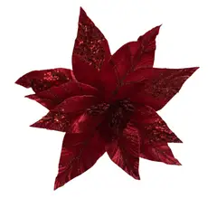IKSA - Flores De Navidad Para Árbol Y Decoración X 12 Unidades De 32 Cm Color Rojo