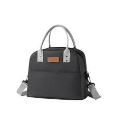 IKSA - Bolso Lonchera Térmica En Poliéster Con Correa Y Asas 20 X 18 Cm Color Negro
